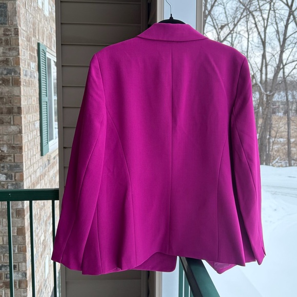 🆕🌸 Kasper Cerise Magenta One-Button Tailored Blazer Jacket Size 14W Office Work - Picture 4 of 16